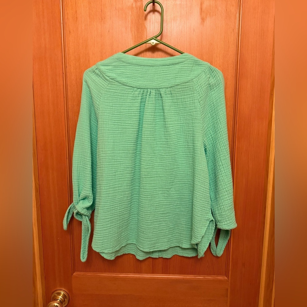 Talbots Airy Gauze Tie Sleeve Top - Picture 5 of 11